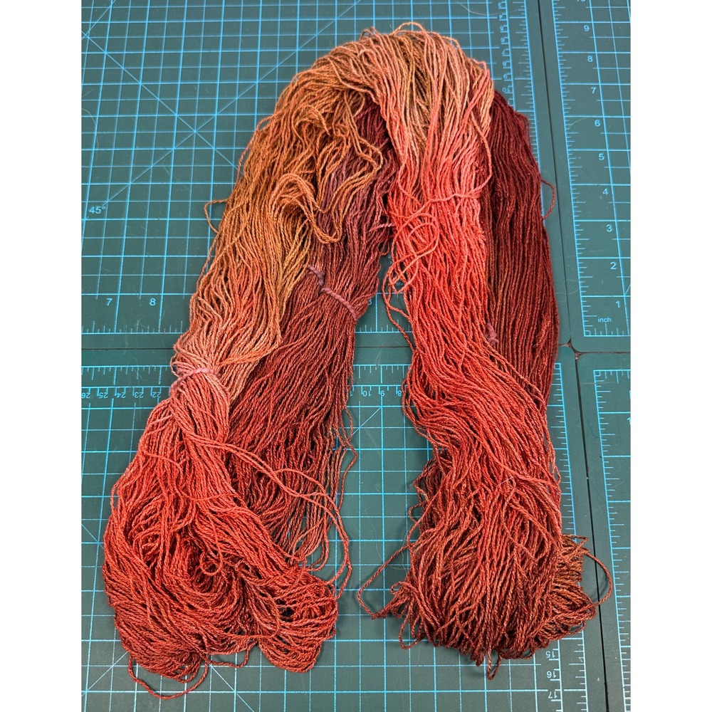 Hand Painted Variegated Boucle Yarn Hank Lot Ombre Terracotta Rust Brick Red